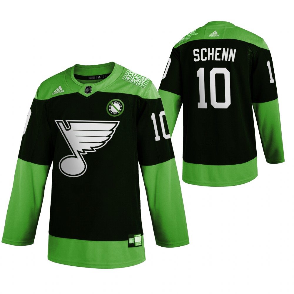 Cheap St. Louis Blues 10 Brayden Schenn Men Adidas Green Hockey Fight nCoV Limited NHL Jersey